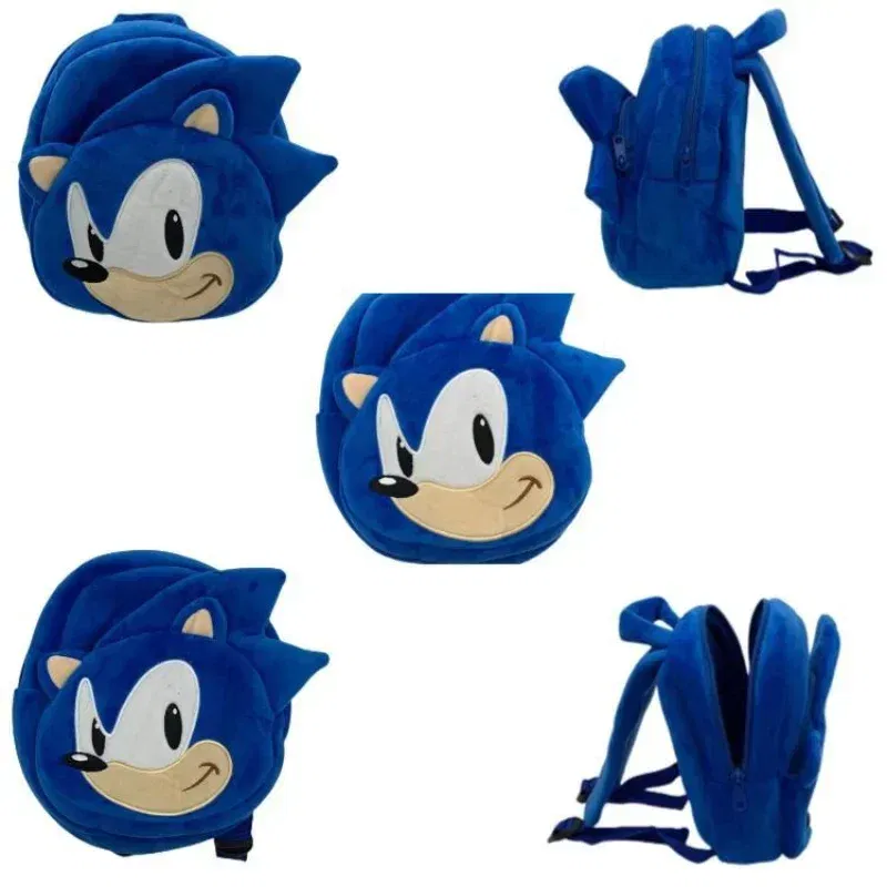 Color: WHITE - Gifts Hedgehog Sonic Backpack High Appearance Game Kindergarten Children Plush Coin Purse  Anime Cartoon School Bag Mochila