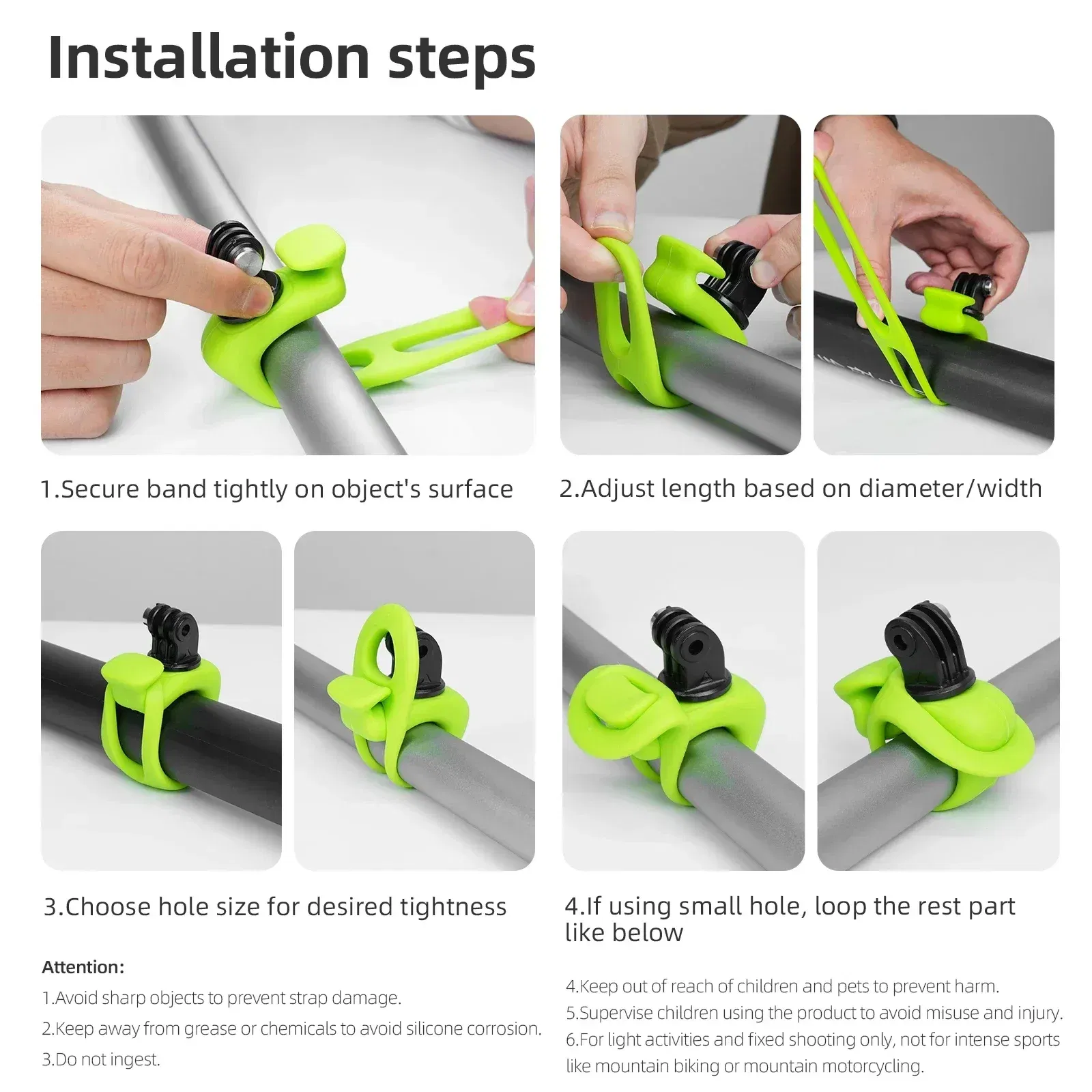 Colour: black color - TELESIN Mini Flexible Bracket Adjustable Silicone Mount for Gopro Hero 13 12 11 10 9 8 MAX DJI OSMO Action 5 4 3 Insta360 X4 X3