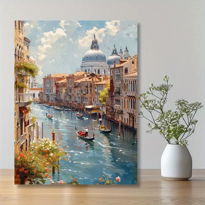 Venice Canals Scene - 30.48x40.64cm Unframed Canvas Art Print