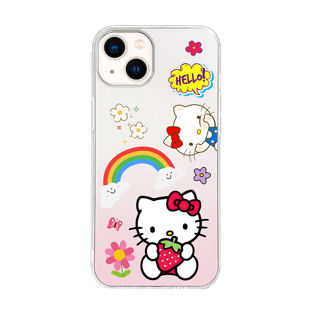 Color: SKY BLUE, Material: POLYESTER - Miniso Sanrio Collaboration Hello Kitty Phone Case For iPhone 15 14 13 11 12 16 Pro Max Plus X XR XS Girl Silicone Phone Case