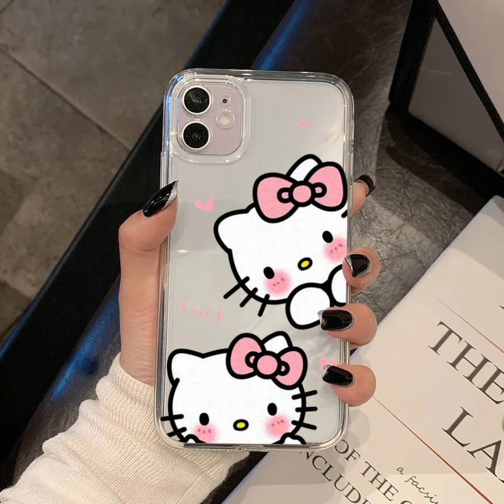 Color: SKY BLUE, Material: POLYESTER - Miniso Sanrio Collaboration Hello Kitty Phone Case For iPhone 15 14 13 11 12 16 Pro Max Plus X XR XS Girl Silicone Phone Case