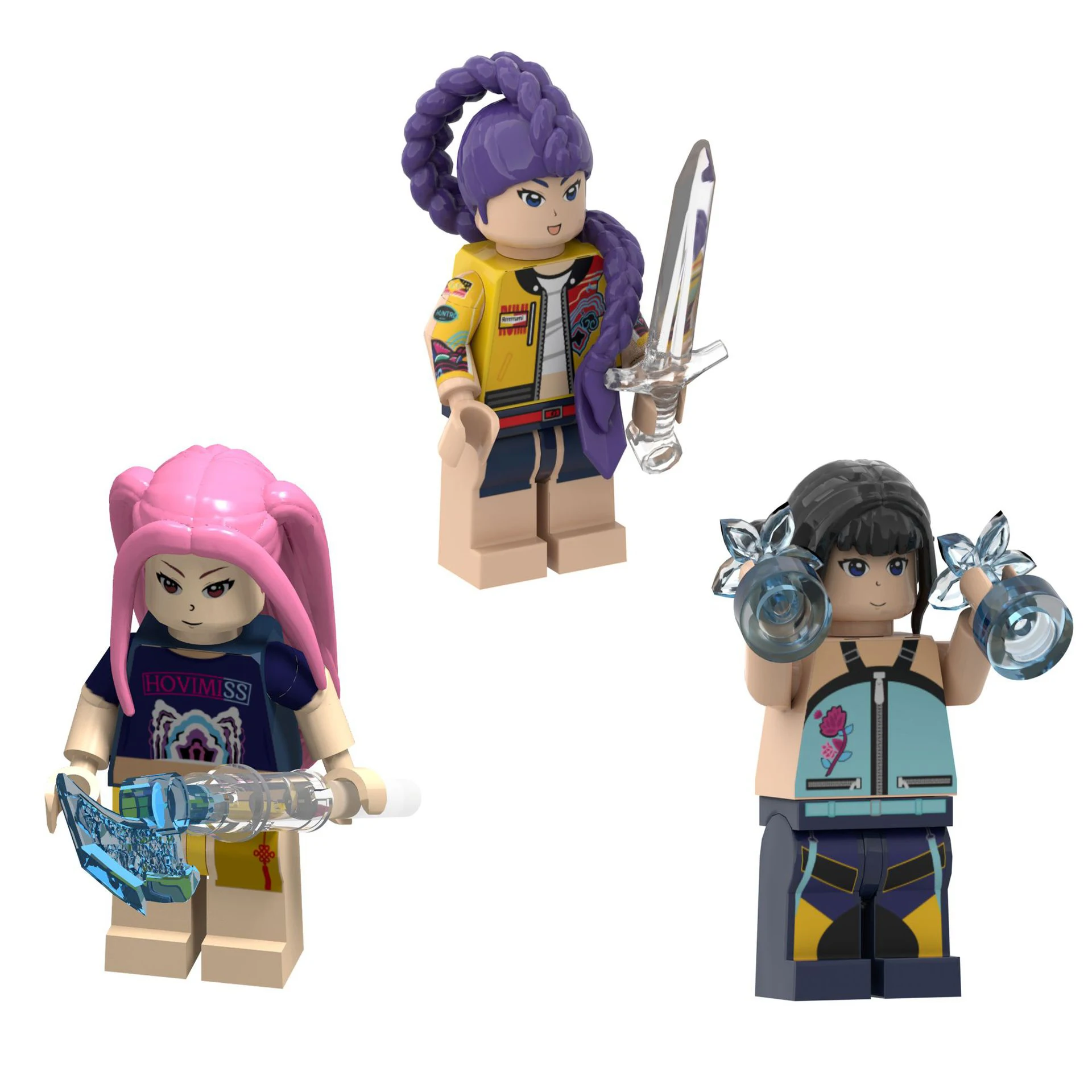 Color: Silver - KPOP Demon Hunters Cartoon Doll Building Blocks Kawaii Mini Action Figure Head Assembly Toys Children's Educational Toys Gift
