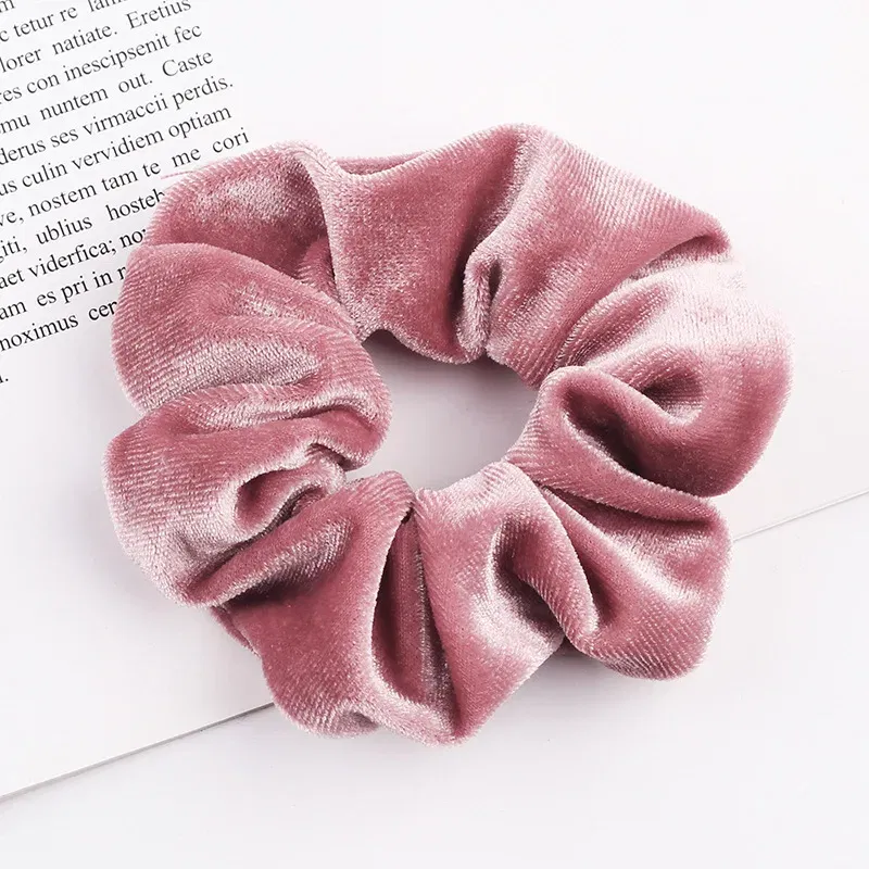 Color: army green - New Fashion gold velvet Women Pure color wild Large intestine Elastic Hair Sports Dance Scrunchie Girls Hair Accessories