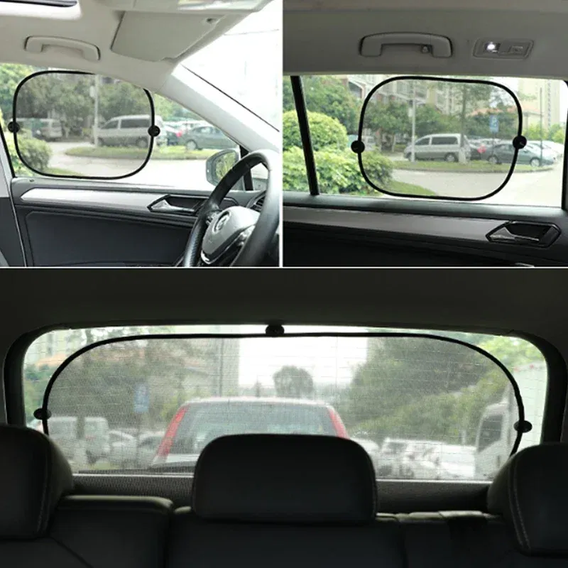 Color: WHITE, Ships From: CHINA - Car Sun Shade UV Protection Folding Auto Rear Window Sunshade 100x50cm Universal Mesh Back Window Visor with Suction Cups