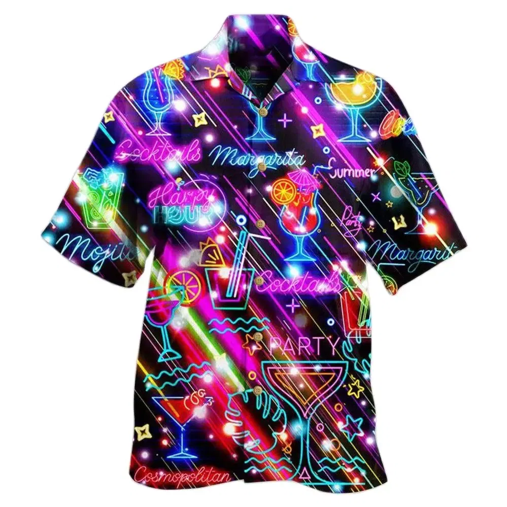 Color: Red, Size: XXL - 2023 Men's Hawaiian Shirts Party Beer Harajuku Oversized Shirt Fashion Printed Short-sleeved Beach Top Tee Men's Clothing Camisa