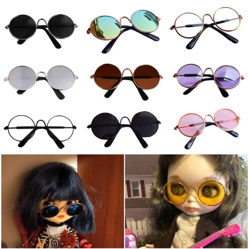 Color: Sky blue - Doll Cool Glasses Pet Sunglasses For BJD Blyth American Grils Toy Photo Props Dropship