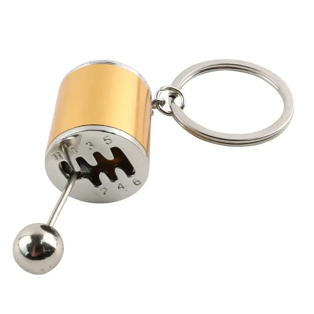 Color Name: Red - Aluminum Shiftable Gear Shift Knob Stick Box 6-Speed Shifter Style Keychain Ring