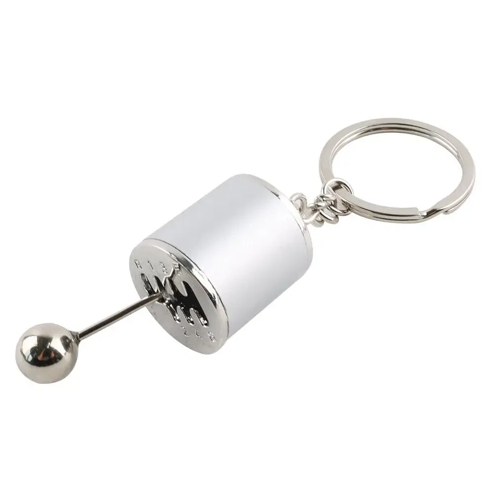 Color Name: Red - Aluminum Shiftable Gear Shift Knob Stick Box 6-Speed Shifter Style Keychain Ring
