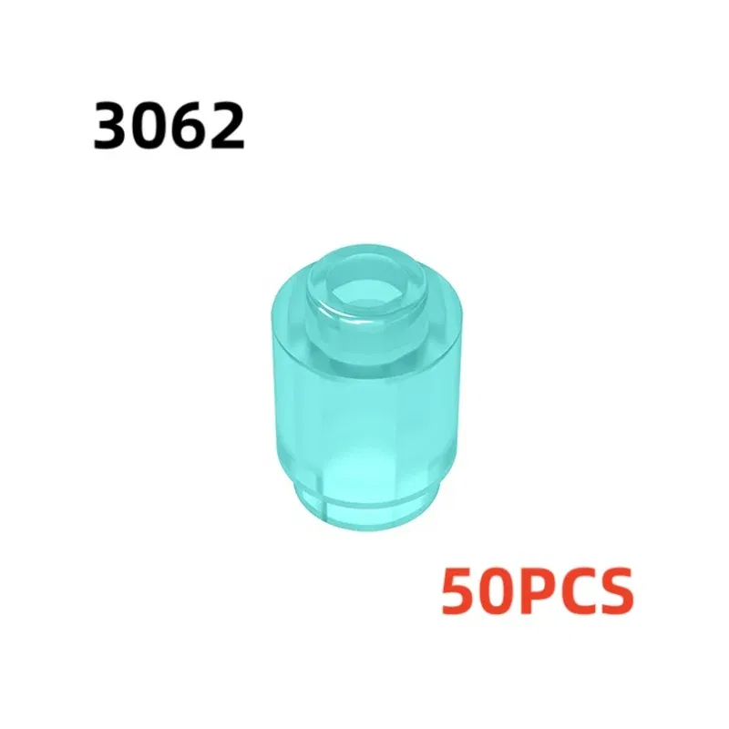 Color: Clear - 50PCS 3062b 30068 35390 3062 Accessories 1x1 Cylindrical Brick DIY Buildings? Blocks Educational Toys City Toy