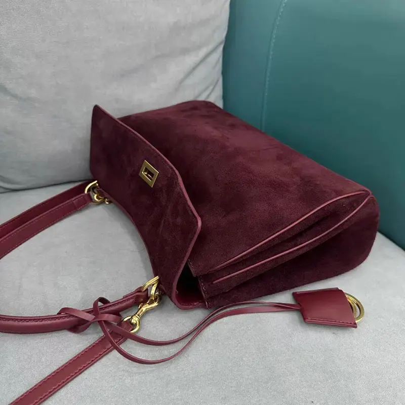 Color: Blue, Size: M - Luxury Design Women Tote Bag Suede Shoulder Bag High Quality Fashion Brown Ladies Handbag Large Capacity Versatile