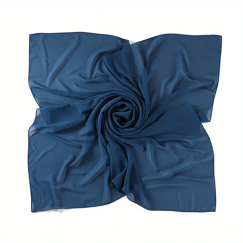 Color: Red, Size: One Size - A Pure Color Silk Scarves Imitation Silk Stripes Fashion Shawl Sunscreen Scarves Chiffon Scarf 110 * 110 CM