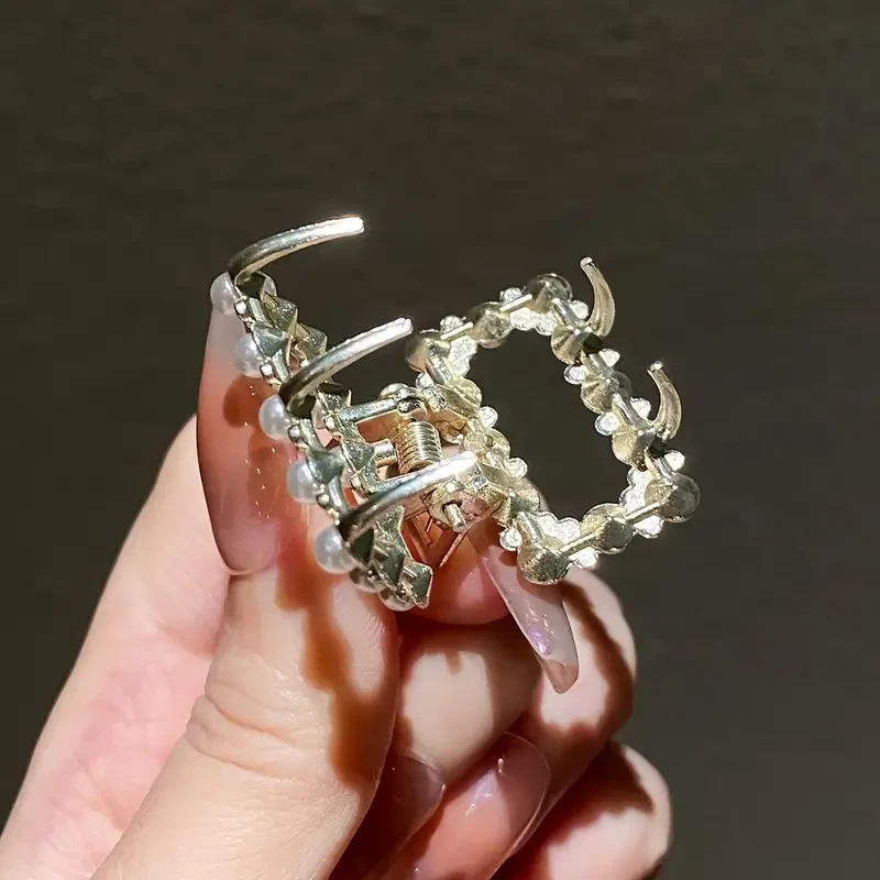 5pcs Girls Imitation Pearl Hair Claws Small Hair Accessories for Messy Hair