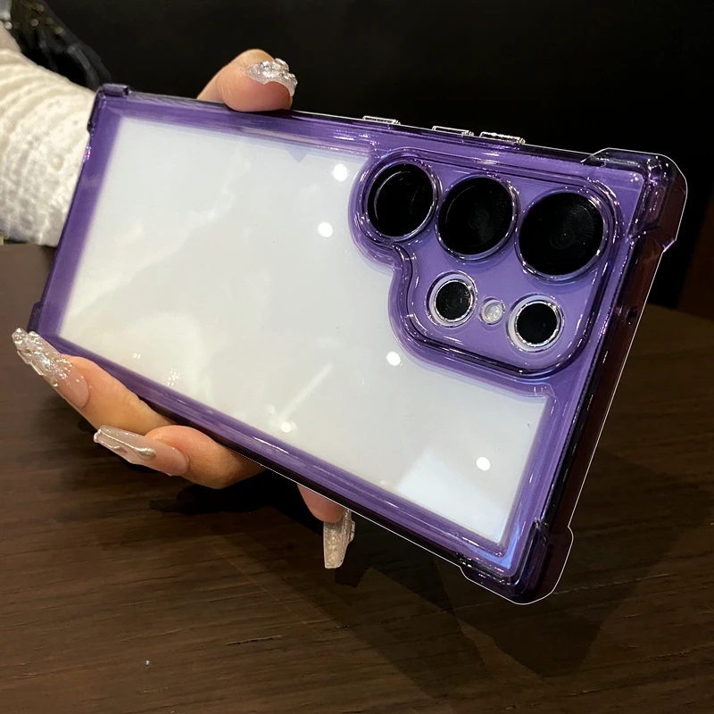 Color: Clear, Material: POLYESTER - Luxury Shockproof Clear Acrylic Case For Samsung Galaxy S24 S23 FE S22 Plus S24 Ultra A34 A54 A15 A25 A35 A55 A53 5G Hard Cover
