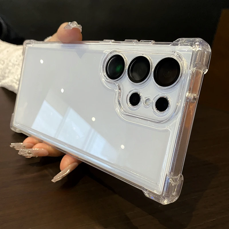 Color: Clear, Material: POLYESTER - Luxury Shockproof Clear Acrylic Case For Samsung Galaxy S24 S23 FE S22 Plus S24 Ultra A34 A54 A15 A25 A35 A55 A53 5G Hard Cover