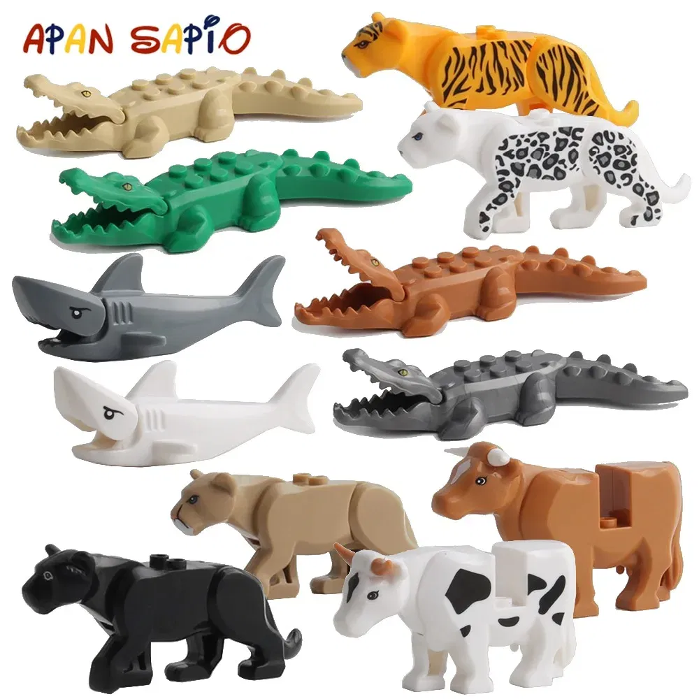 Color: Multicolor - Animal Building Blocks Model Crocodile Leopard Educational Games Figure Brick Toys for Children Kids