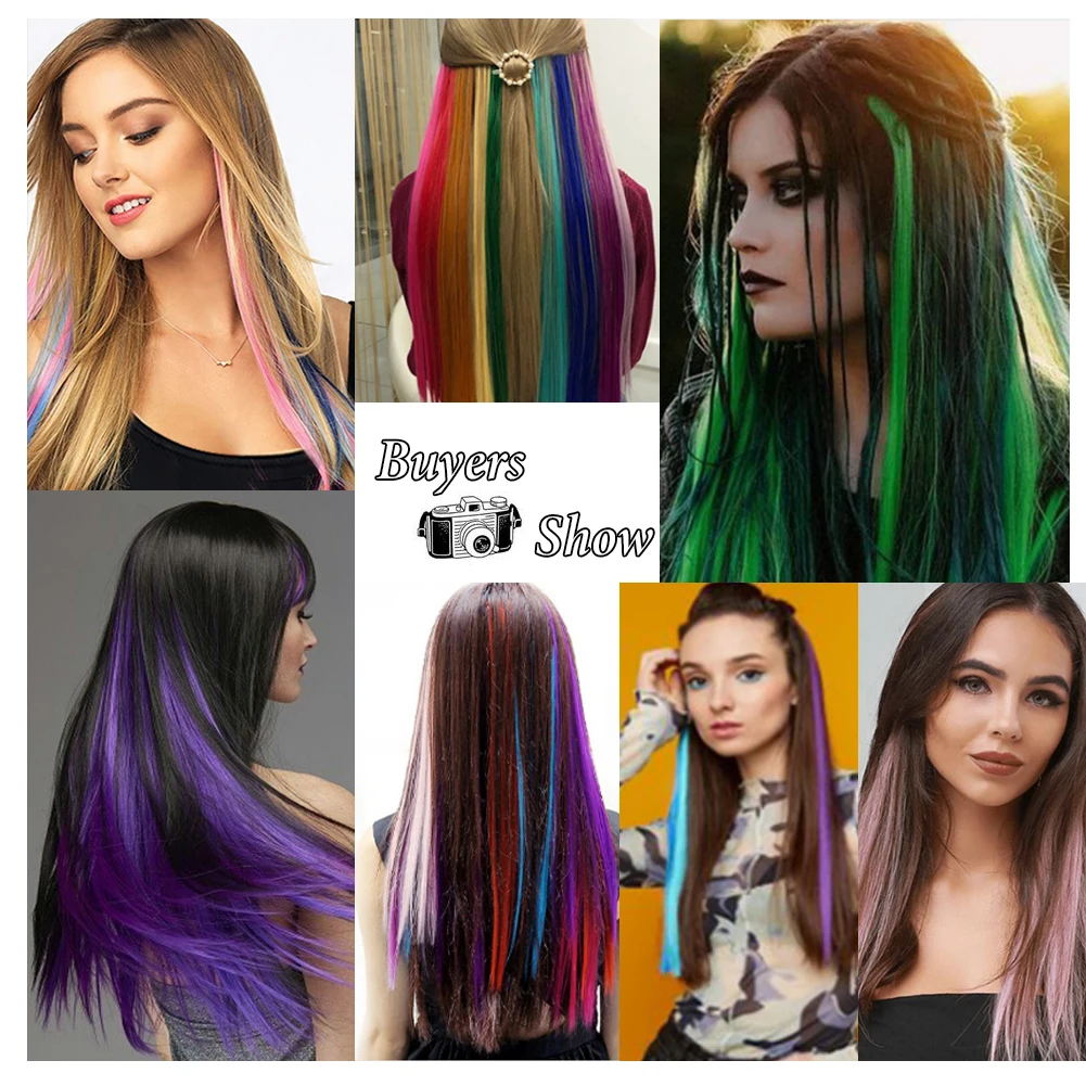 Color: P4/30, Stretched Length: 22inches, Ships From: CHINA - Synthetic 10 Pcs Straight Hair Extensions Clip in Hairpieces 22 Inch Hightlight Colorful Hair for Women Party Cosplay Gifts