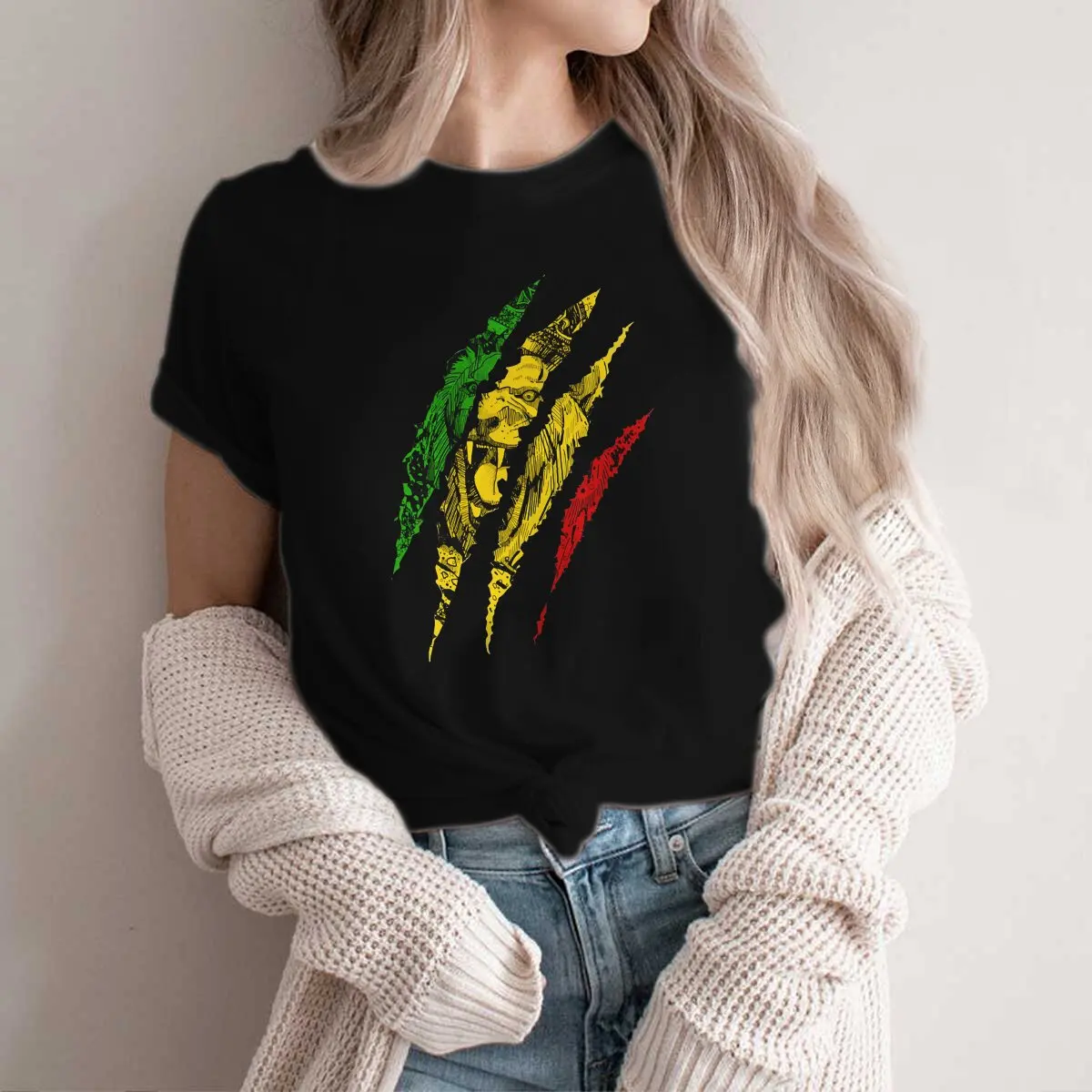 Color: WHITE, Size: XXL - Rasta Design Polyester TShirts Warrior Lion Of Judah King Rasta Reggae Jamaica Roots Distinctive Homme T Shirt