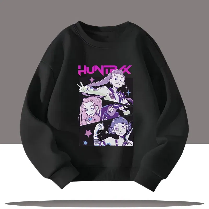 Color: Gold, Kid Size: 4 - Children's Clothing K-pop Demon Hunters Cartoon Print 3-12 Year Old New Style Kids Round-neck Sport Shirt Cute Girl Casual Top