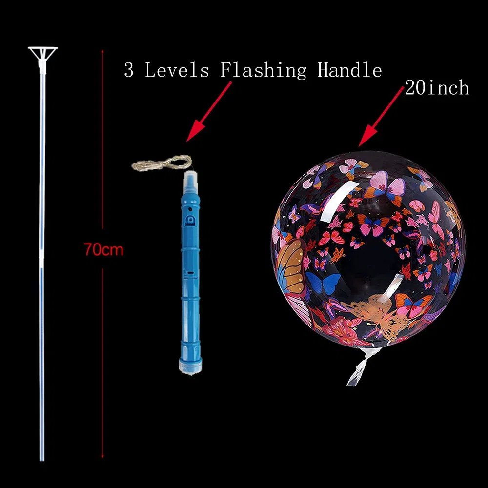 Color: Marble, Ballon Size: 10inch, Shape: X - 1/5/10/20/30pcs LED Light Up BoBo Balloons Colorful 3 Levels Flashing Handle 20 Inches Bubble Balloon 70cm Stick