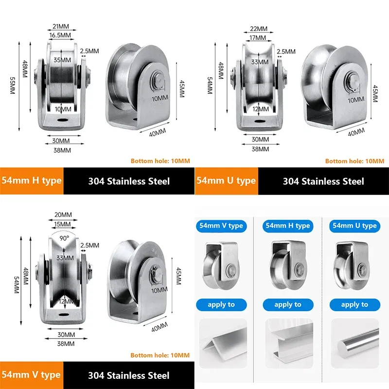 Ships From: CHINA, Type: Double-Wheel - Wheel Pulley 304 Stainless Steel Heavy Duty Track Wheel Rigid Caster Sliding Gate Roller Wheel Detachable Duplex Bearing