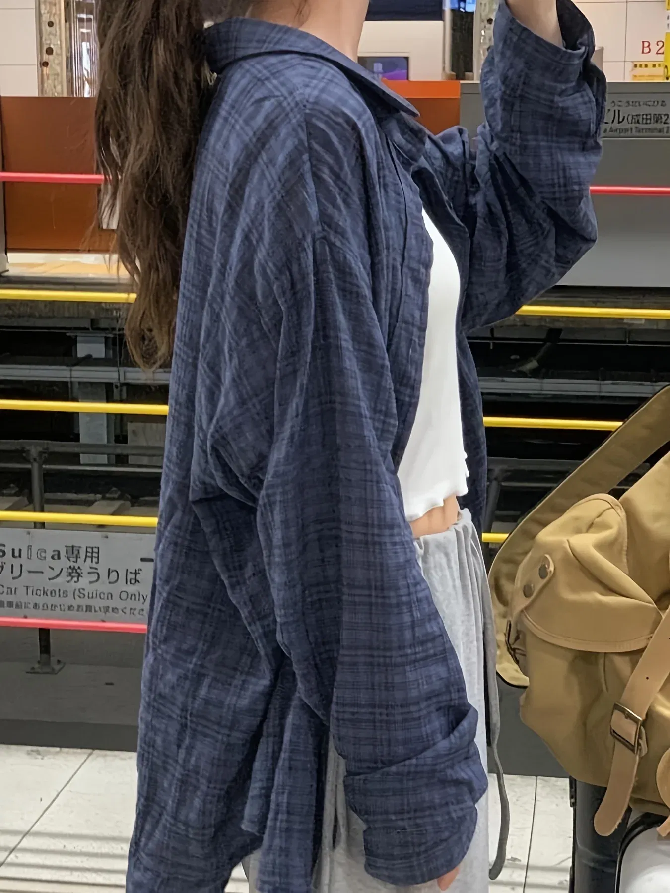 Color: Orange, Size: 3XL - 2025 Large Size Women's Navy Blue Plaid Loose Outside The Spring and Summer Travel Essential Sunscreen Shirt Thin Coat