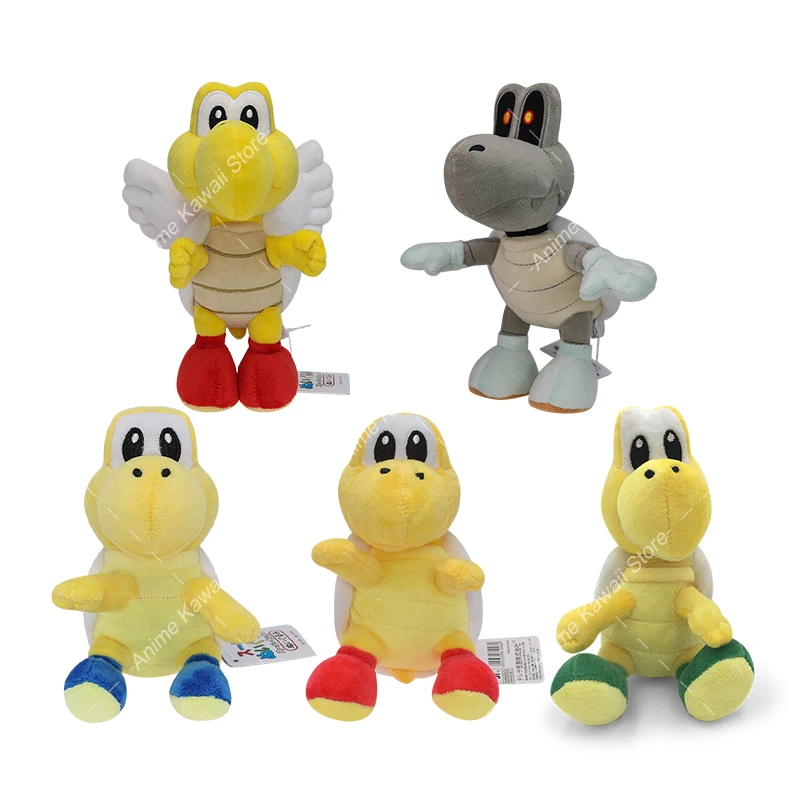 Color: FireBrick - Super Mario Plush Toy Koopa Troopas Red Green Turtle Tortoise Kawaii Dry Bones Stuffed Animal Doll for Children Christmas Gifts