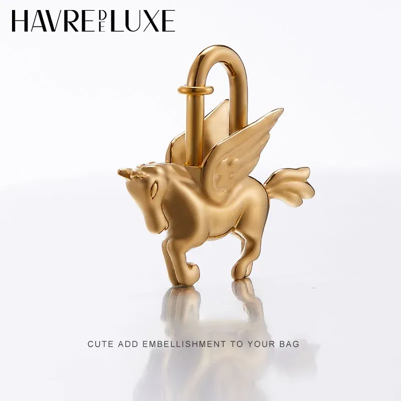 Color: Silver - Bag Pendant For Birkin Kelly Bag Pegasus Lock Charm All-steel Animal Metal Lock Bag Pendant High-end Charm Necklace