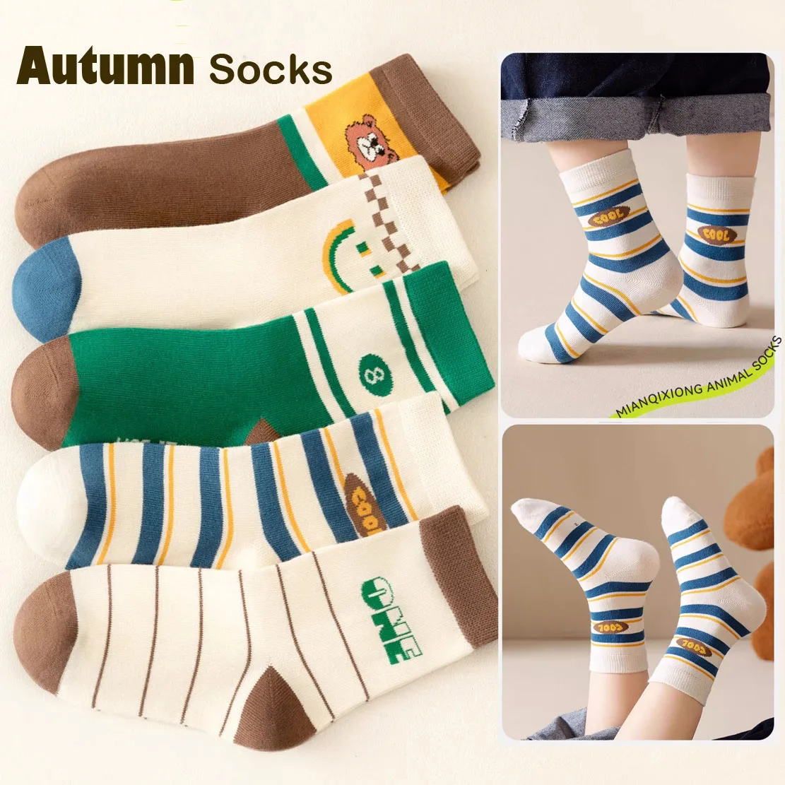 Color: black, Size: 10-12T - Boys Socks Spring Autumn Children Cotton Socks Baby 1-12 year-old Kids Cotton Socks Warm Cozy Calf Sock 5 Pairs/bag
