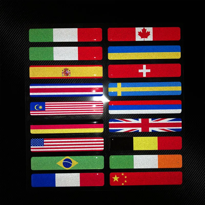 Color: Khaki - 3D Reflective National Flag Sticker Motorcycle Accessories Car Decal British Italy USA France Russia Spain Brazil Chile ukraine