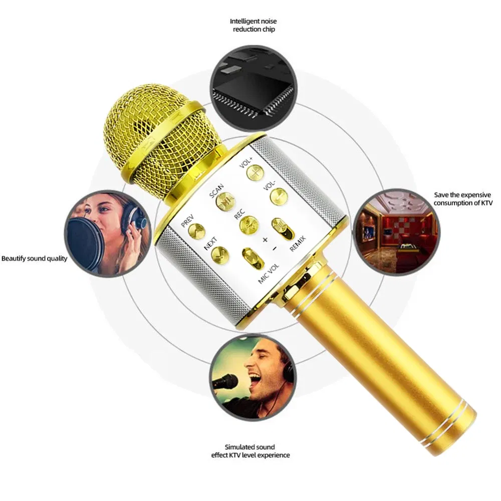 Color: SKY BLUE, Ships From: CHINA - WS858 Wireless Microphone Blue-tooth Speaker Home Karaoke Microphones Speaker KTV Scenes Handheld Music Player Singing Recorder