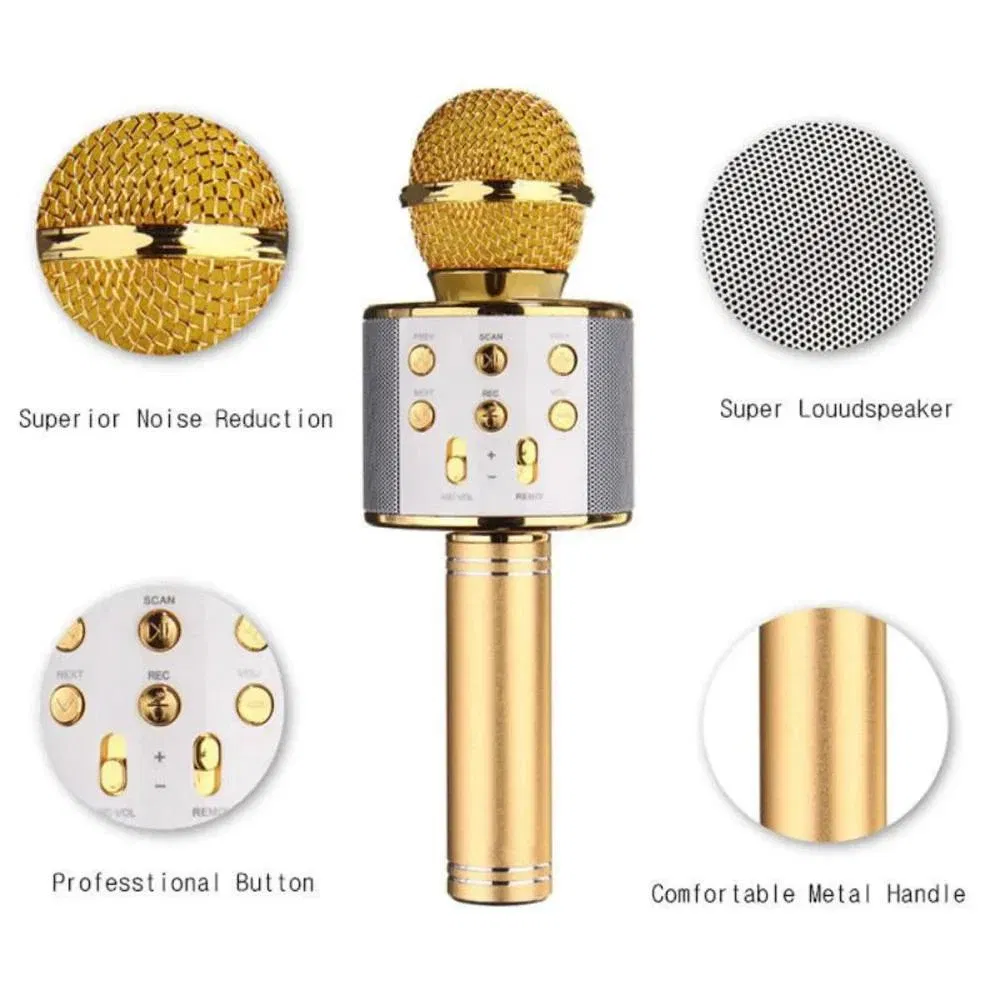 Color: SKY BLUE, Ships From: CHINA - WS858 Wireless Microphone Blue-tooth Speaker Home Karaoke Microphones Speaker KTV Scenes Handheld Music Player Singing Recorder
