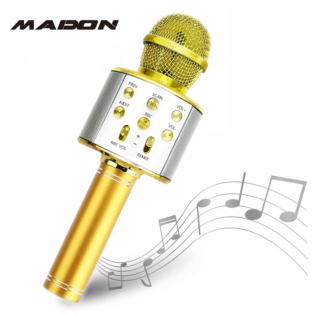 Color: SKY BLUE, Ships From: CHINA - WS858 Wireless Microphone Blue-tooth Speaker Home Karaoke Microphones Speaker KTV Scenes Handheld Music Player Singing Recorder