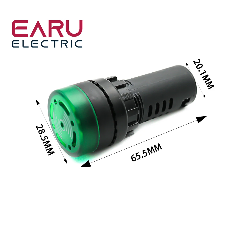 Color: Lavender - AD16-22SM 22mm Panel Diameter AC 12V 24V 110V 220V Flash Signal Light Red LED Active Buzzer Beep Alarm Indicator Green Yellow