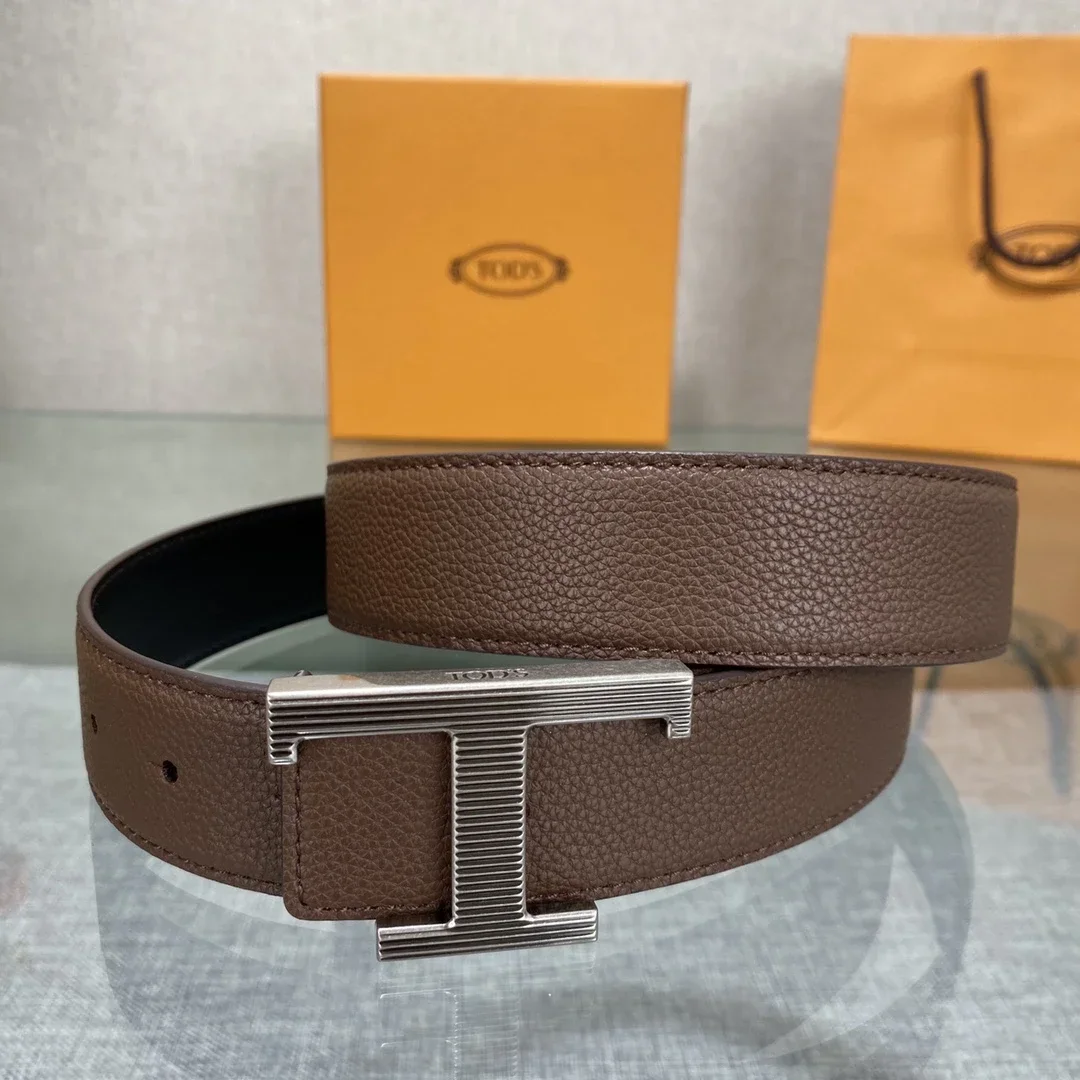 Color: Gold, Belt Length: 125cm - New Style Leather Belt for Men and Women, Classic Cowhide T Buckle Design Belt, Light Luxury, Classic and Versatile Gift