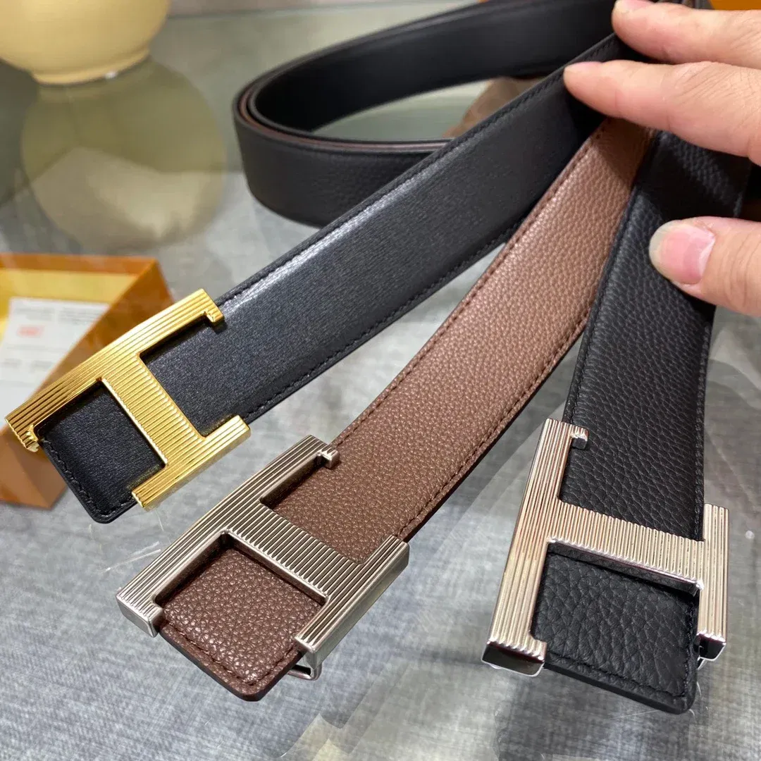 Color: Gold, Belt Length: 125cm - New Style Leather Belt for Men and Women, Classic Cowhide T Buckle Design Belt, Light Luxury, Classic and Versatile Gift