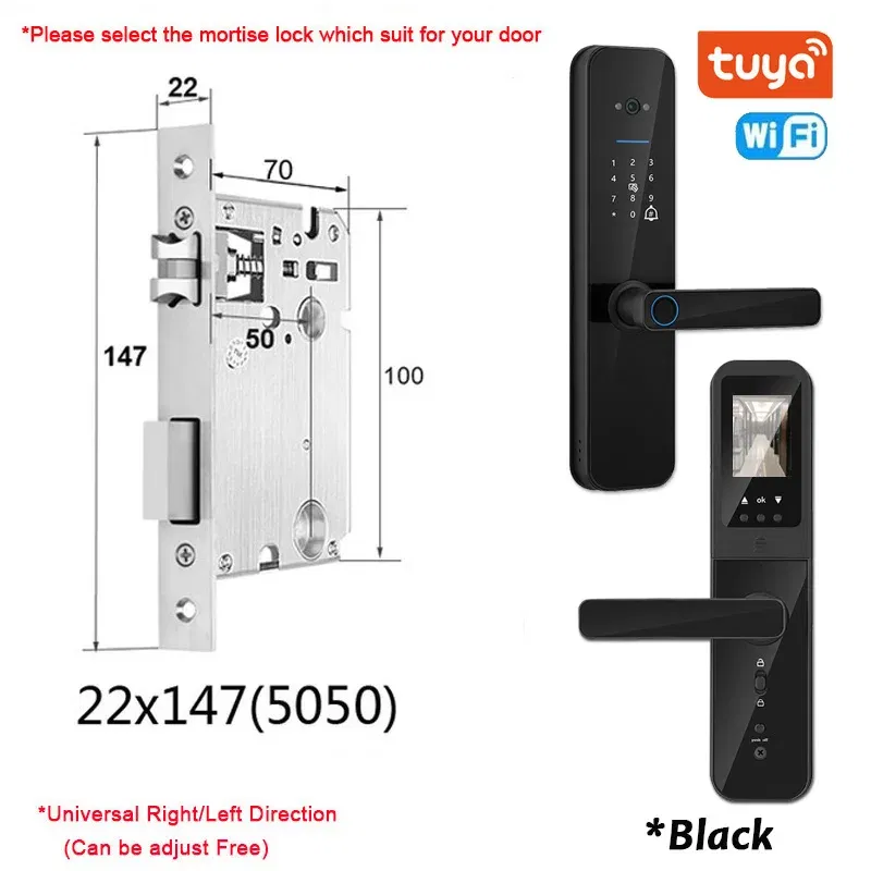 Color: WHITE, Ships From: CHINA - New! Tuya Wifi Digital Electronic Smart Door Lock With Biometric Camera Fingerprint Smart Card Password Key Unlock