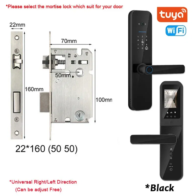 Color: WHITE, Ships From: CHINA - New! Tuya Wifi Digital Electronic Smart Door Lock With Biometric Camera Fingerprint Smart Card Password Key Unlock