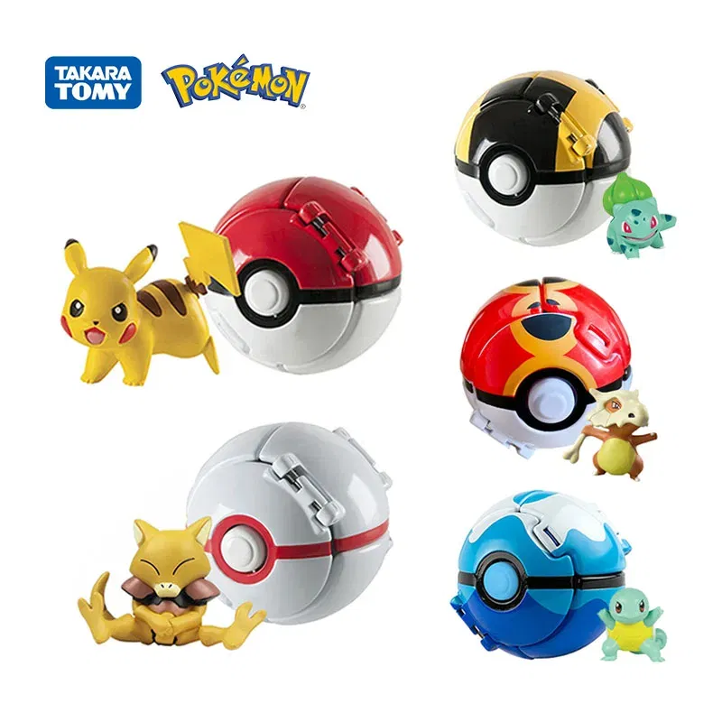 Color: Red - New Pokemon Pokeball Anime Action Figurse Pikachu Squirtle Pocket Monster Variant Pok?©mon Game Elf Ball Model Toys Kids Gift