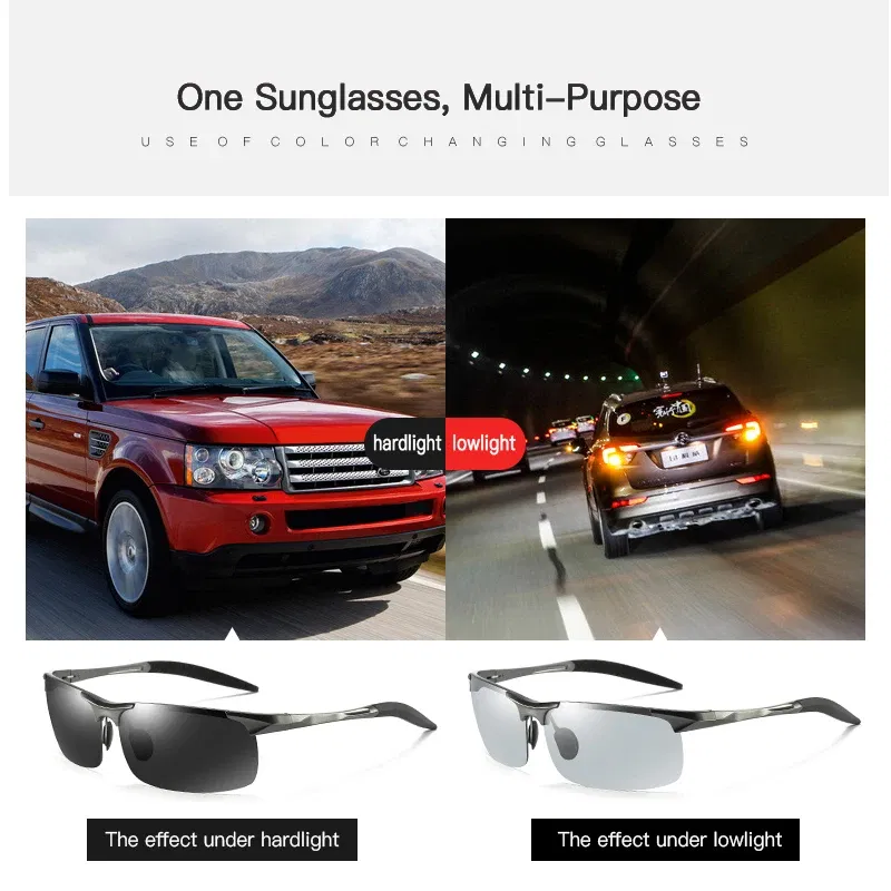 Lenses Color: Red, Frame Color: MULTI - Myopia Photochromic Sunglasses Diopter Polarized Driving Goggle Men Chameleon Change Color transition Prescription Sun Glasses