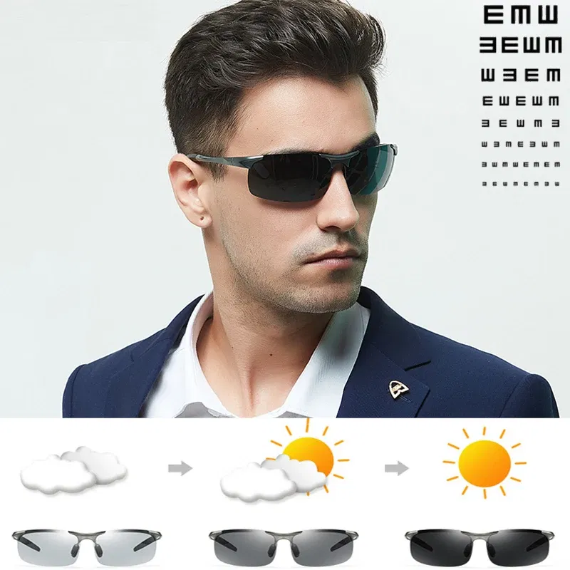 Lenses Color: Red, Frame Color: MULTI - Myopia Photochromic Sunglasses Diopter Polarized Driving Goggle Men Chameleon Change Color transition Prescription Sun Glasses