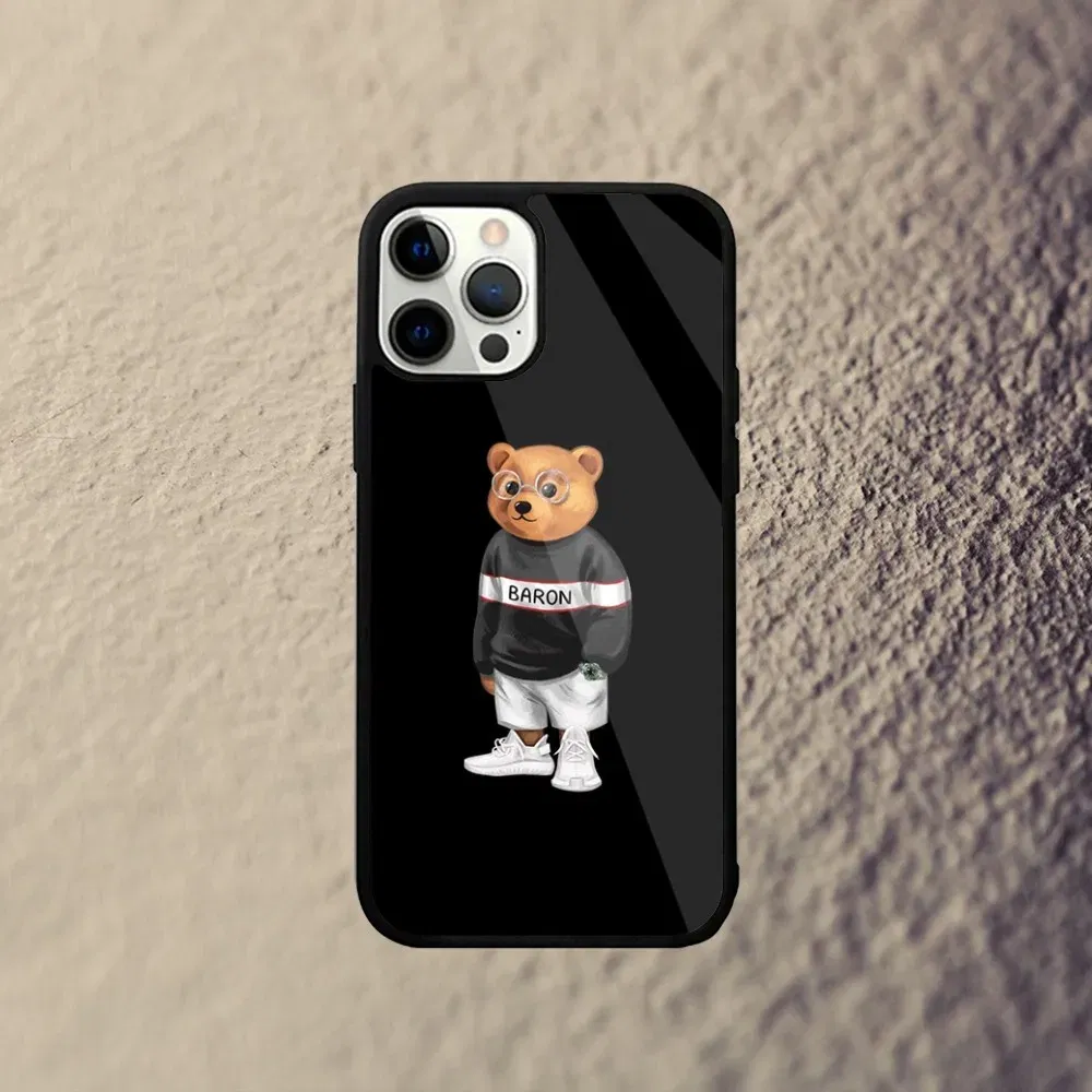 Color: GRAY, Material: Vinyl - Baron F-Filou Bear Fashion Phone Case For iPhone 15,14,13,12,11,Plus,Pro,Max Mini Magsafe Magnetic Wireless Charging