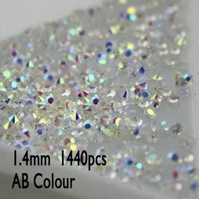 Color: Yellow - 1440pcs Shiny Crystal AB Mini Pixie Nail Rhinestones Glitter 3D Micro Diamonds for Nails Art DIY Accessories