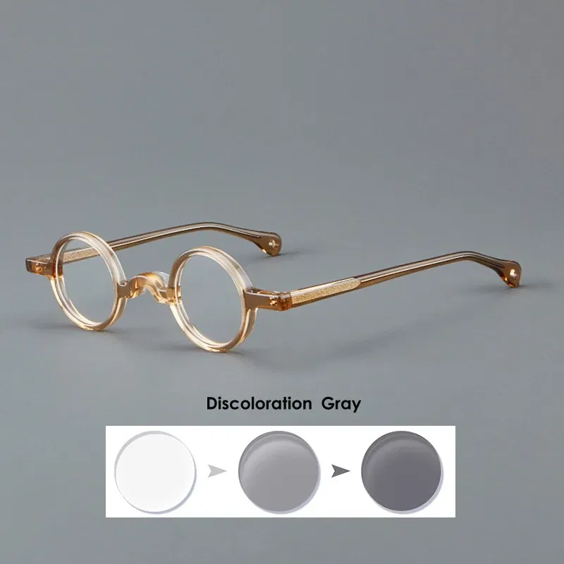 Frame Color: green, Eye Prescription: +275 - VCKA Photochromic Acetate Myopia Glasses Men Retro Small Round Frames Women Custom prescription Anti-Blue  Eyewear -0.5 TO -10