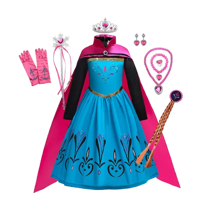Color: MULTI, Kid Size: 13 - Disney Kids Girls Cosplay Frozen Elsa Anna Princess Dress Girl Mesh Ball Gown Carnival Birthday Clothes Snow Queen Elsa Costume
