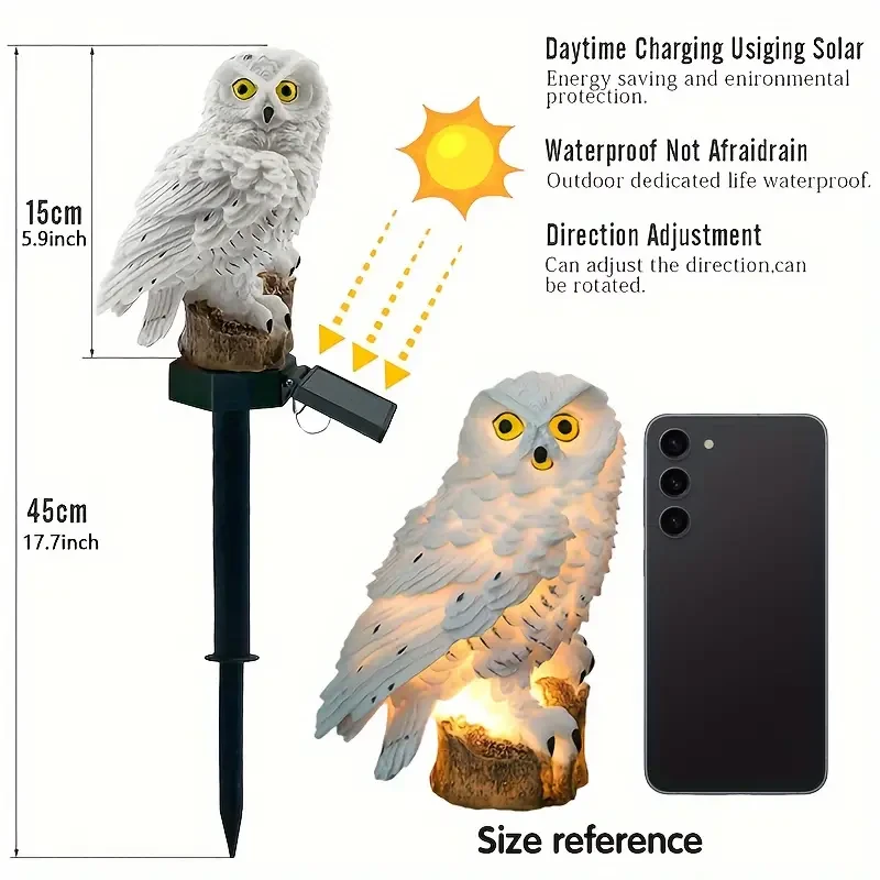 Solar-Powered Owl Garden Light - LED Lawn Lamp for Outdoor Decor