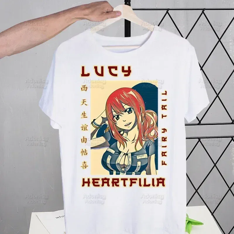Color: SKY BLUE, Size: S - Anime Fairy Tail Cartoon Natsu Erza Gray Lucy T-shirts Summer Men/Women Hip Hop Tshirt Streetwear t shirts Short Sleeve Tops