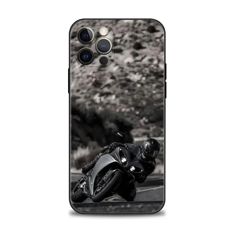 Color: GRAY, Material: Other - Moto Cross Motorcycle Sports Phone Case For iPhone 16 15 14 13 12 11 Pro Max XS X XR Plus Mini Luxury Black Soft Cover Funda