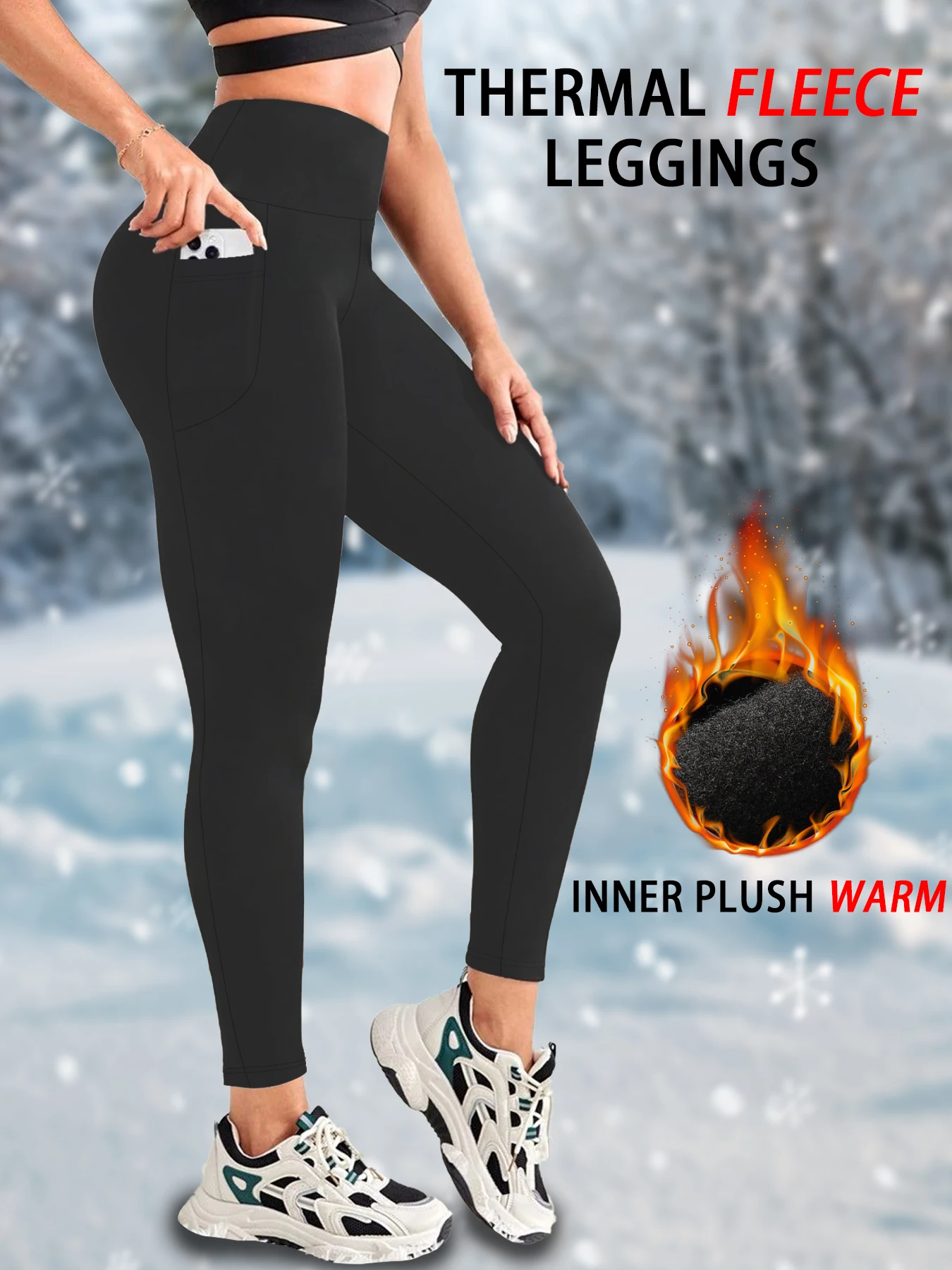 Color: Pink, Size: XXL - Womens Thermal Fleece Lined High Waisted with pockets Leggings, Workout Winter Warm Thick Tights Soft Yoga Running Pants