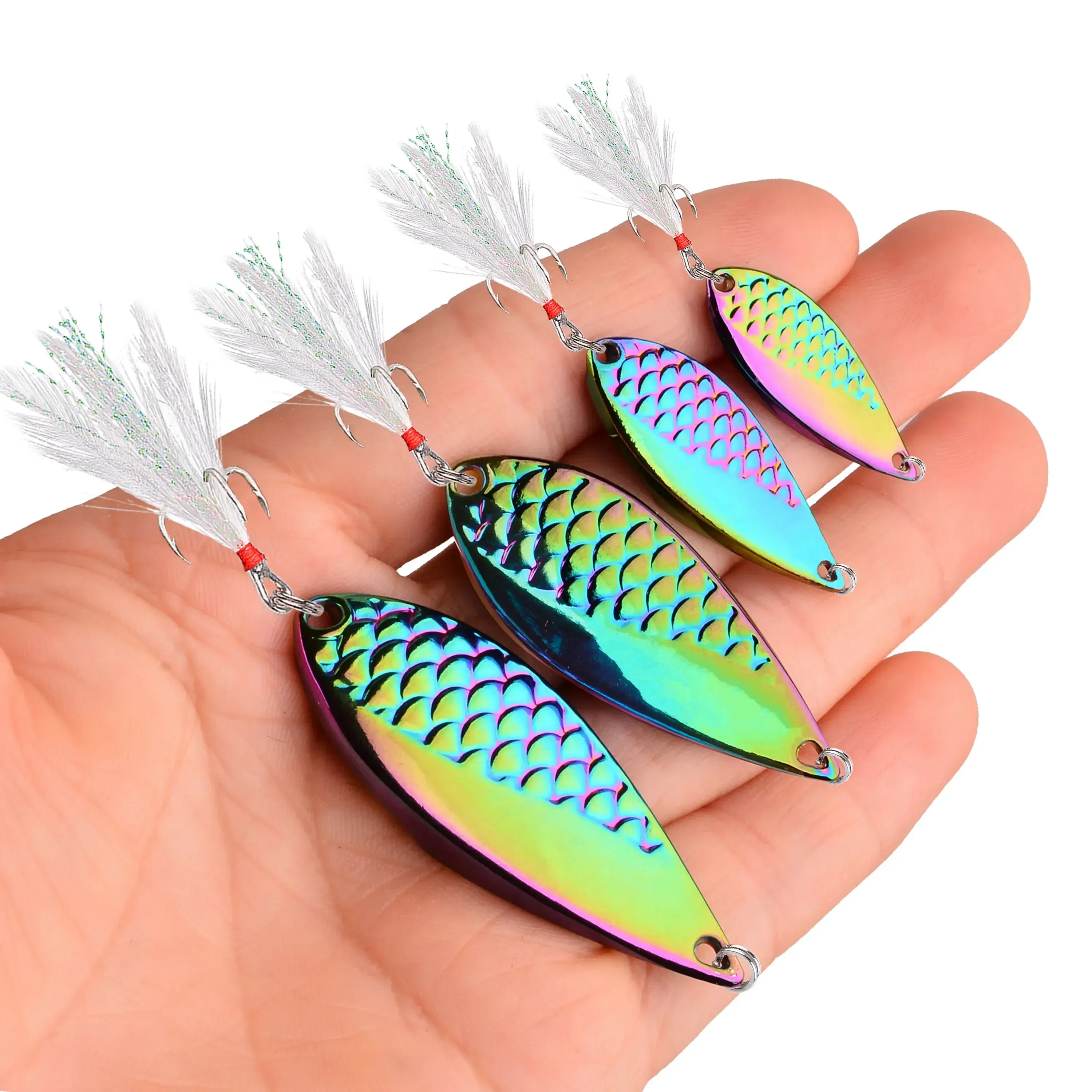 Color: IVORY WHITE - Metal Spoon Sequin Fishing Lure 2.5g 3.5g 5g 7g 10g 15g 20g Pesca Leech Jig Wobbler Crankbaits for Fly Fishing Hard Baits Lures