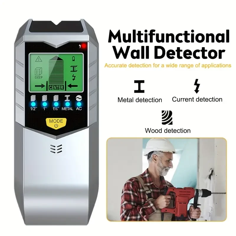 5-in-1 Wall Scanner - Metal, Stud & Wood Detector with Digital Display for Safe Drilling